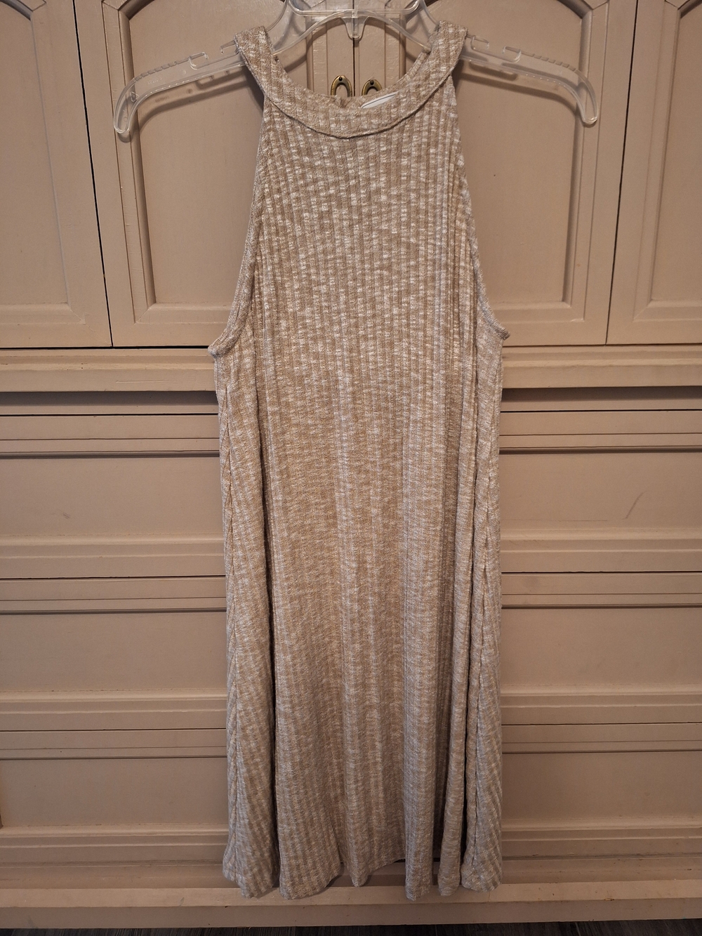 Sage Ribbed Knit Tank Dress - Beige Heather